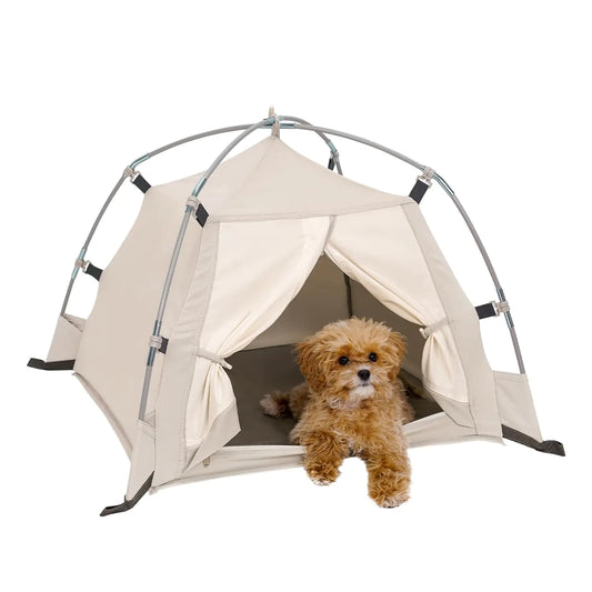 DDASUMMI Portable Pet Teepee Waterproof & Durable PE Floor Mat Dog & Cat House for Indoor/Outdoor Camping Dog Tent Stable and Comfortable for Pets (Grey M)