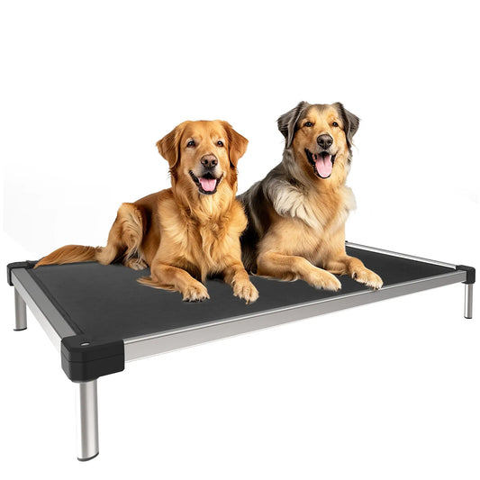FXW TitanNest Cooling Chew-Proof Elevated Dog Bed Washable Raised Cot for Indoor/Outdoor/Camping Use Waterproof & Durable Pet Bed for Large Dogs 56-Inch Black